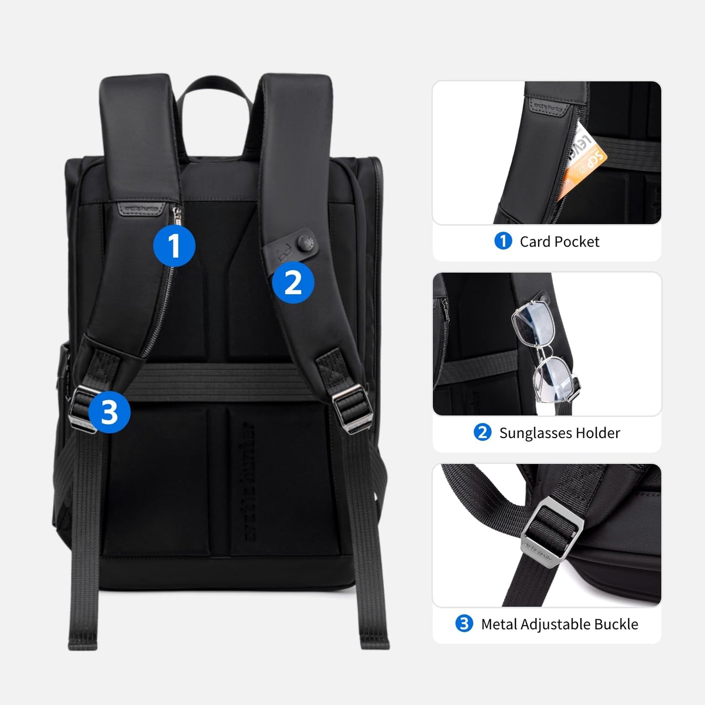 Arctic Hunter Laptop Backpack for Men Women 18L Innovative Nylon Water-repellent Ergonomic EVA Back 15.6" Stylish Laptop Bag Anti-theft Buckle Office Backpack for Daily Commuting College