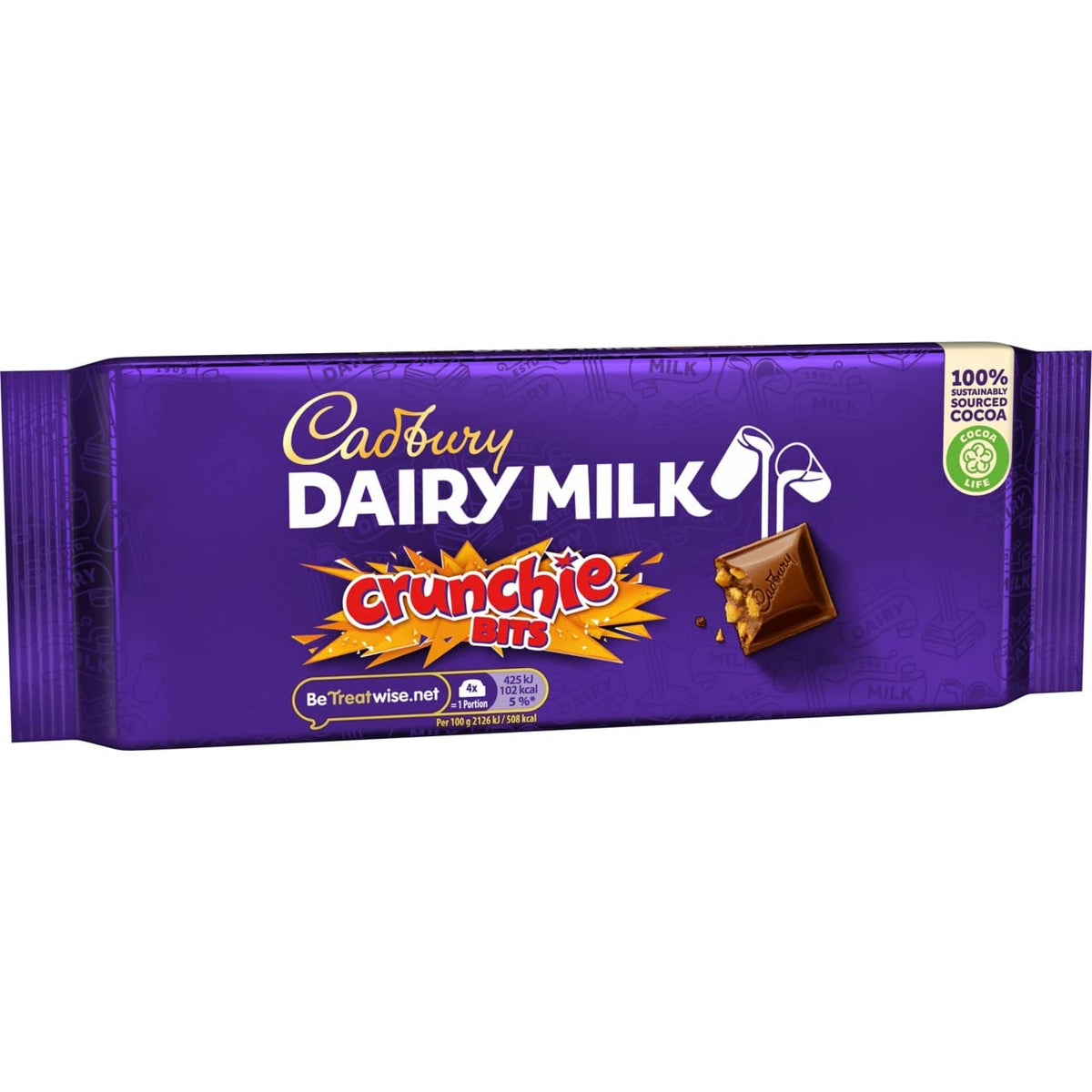 Cadbury Dairy Milk Chocolate Crunchie Bits Bar, 100% Sustainably Sourced Cocoa With Honeycomb Pieces 180g (From UK) With Free Flavourito Kunafa Pistachio Chocolate Bar, 20g By Decadent Foods