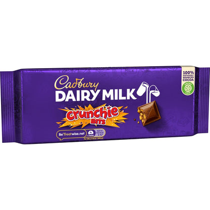 Cadbury Dairy Milk Chocolate Crunchie Bits Bar, 100% Sustainably Sourced Cocoa With Honeycomb Pieces 180g (From UK) With Free Flavourito Kunafa Pistachio Chocolate Bar, 20g By Decadent Foods