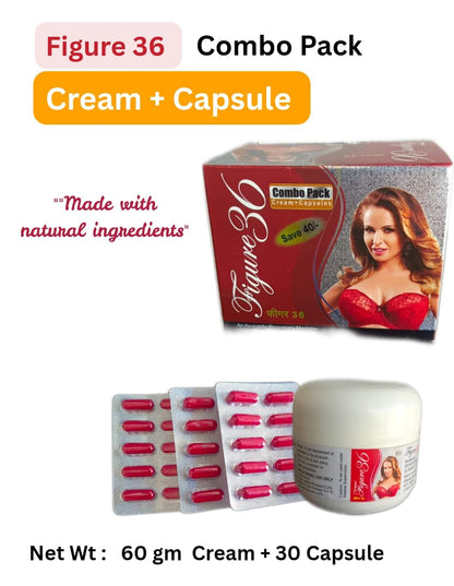 Figure 36 Capsule & Cream Combo for Women – Body Care & Skin Firming Support | Body Toner Cream Wellness Capsules | Hydration, Skin Elasticity & Daily Beauty Care