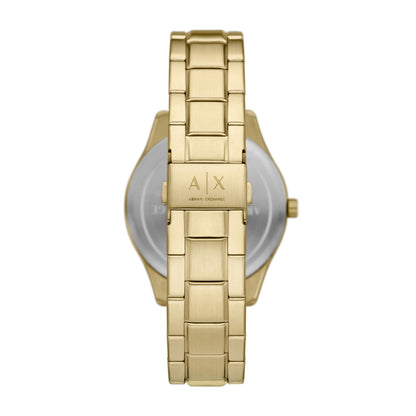 Armani Exchange Stainless Steel Analog Black Dial Men Watch-Ax1875, Gold Band