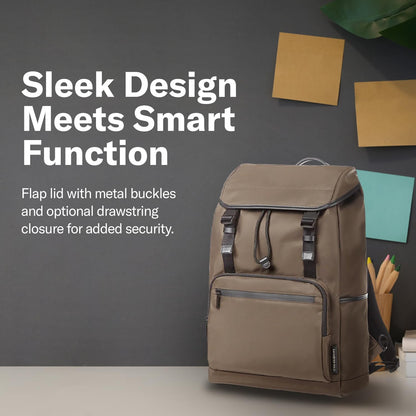 Samsonite Red Ellewood Flap Backpack 32 Cms Brown Nylon Premium Casual Daypacks for Travel Vol -26 litres 15.6"laptop compartment