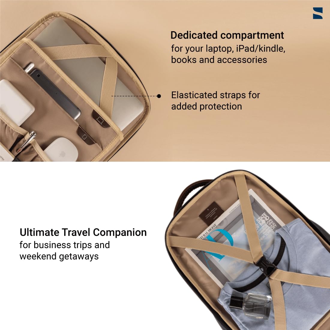 scarters Terminal 16" Laptop Bag 24L, Water Resistant (Navy Blue & Brown)