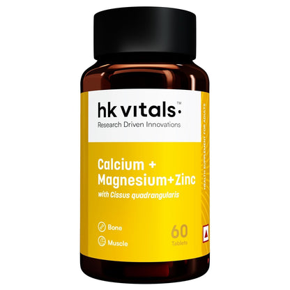 HK Vitals Calcium Magnesium & Zinc (60 Tablets) | With Vitamin D3, Calcium Supplement for Women and Men | For Bone Health & Joint Support