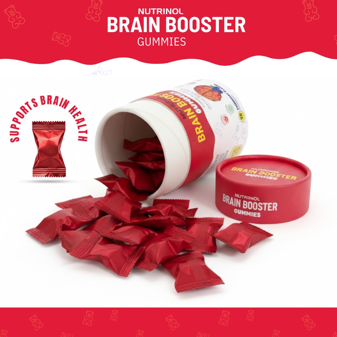 Knoll Healthcare Nutrinol Brain Booster Gummy | Boosts Memory, Focus & Concentration | Brain Fog Support | Improve Quality of Life Bacopa monneieri 60mg |Blueberry Flavour 30 Gummies (Pack of 2)