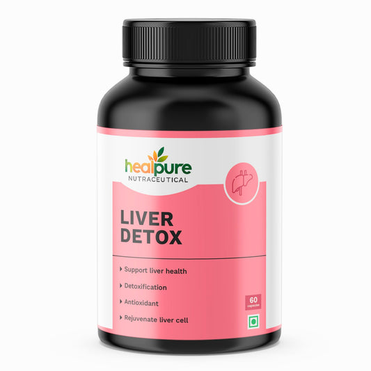 HEALPURE NUTRACEUTICAL Liver Detox Supplement Milk Thistle, L- Glutathion, Dandelion, Natural Body Detox & Digestive Enzymes - Fatty Liver Care | Natural Detoxification Formula - 60 Capsules