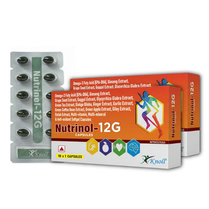 Knoll Healthcare Nutrinol 12G Multivitamin Tablets for Women & Men | Vitamin C, E, B12, B6, Zinc & Grape Extract For Immunity & Energy Multivitamin Supplement- 20 Tablets 2 x Strip