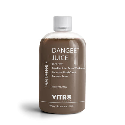 Vitro Dangee+ Juice 500ml | Papaya Leaf Juice with 7 Herbs Fresh Papaya Giloy, Neem, Tulsi & Mulethi | Supports Immunity & Healthy Boost Platelet Count |