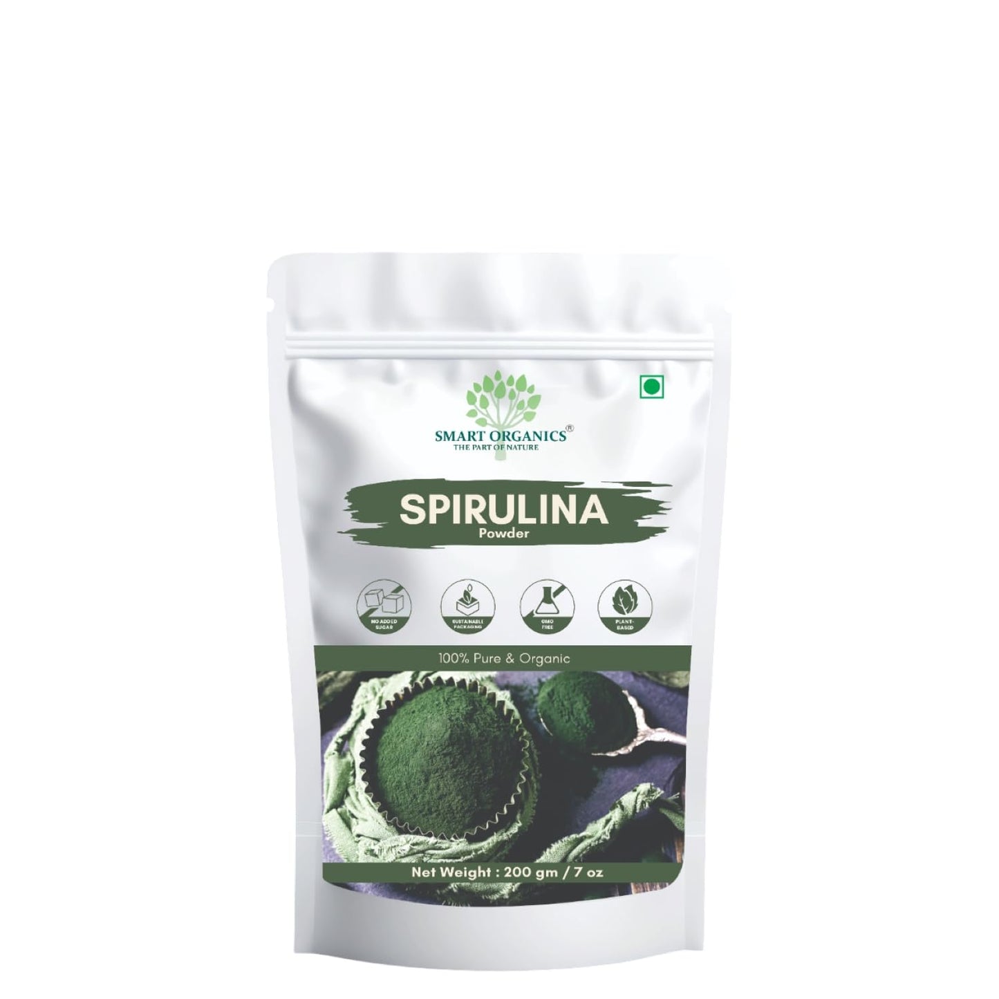 SMART ORGANICS Spirulina Powder Herbal Nutrition Plant Based Algae Vegan & Gluten-Free Superfood for Daily Wellness Energy Support Immunity Detox and Balanced Diet (200gm)