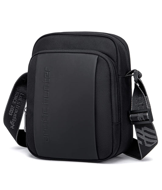 Arctic Hunter Small Sling Bag for Men Office Side Bag for 8.3" iPad Pocket A5 Size Water-resistant 1680D Polyester Messenger Shoulder Bag for Men Cross Bag for Travel Casual, Blue (Black)