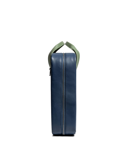 DailyObjects Unisex Blue Urban Classic Briefcase Vegan Leather Laptop Messenger Bag (13L) with Adjustable Straps | Zip Closure with Slip Pockets | Detachable Carry Pouch and A Large Storage|