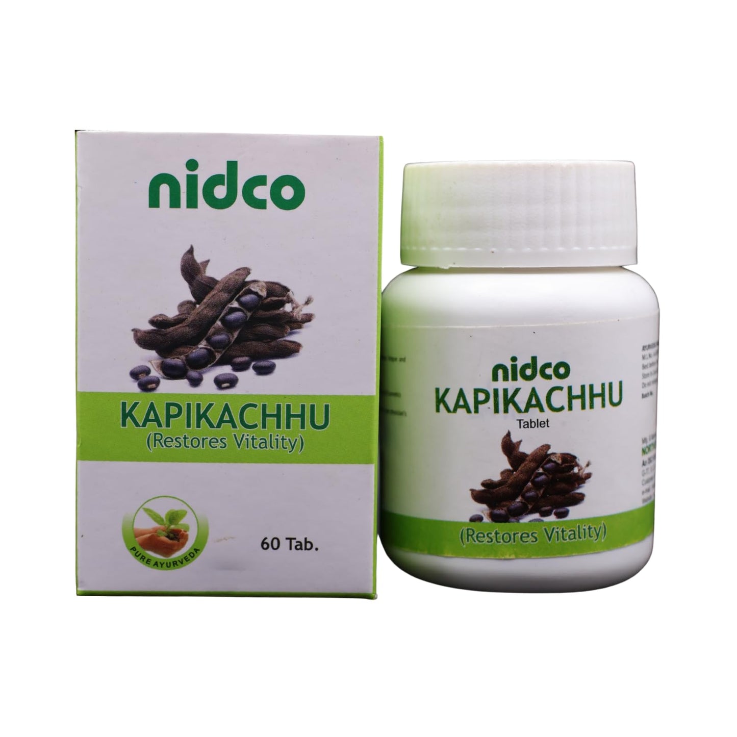 NIDCO Herbal Heritage Kapikachhu Tablets 500 mg | Mucuna Pruriens Tablets for Brain Health, Energy & Stamina | Black Kaunch Beej | Ayurvedic Velvet Beans | 60 Pure Herbal Veg Kala Konch Beej