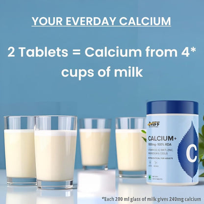 MyFitFuel Calcium & Vitamin D 3, (60 Tablets) + (K2 (MK7), Zinc, Magnesium & Cissus. Calcium For Women & Men
