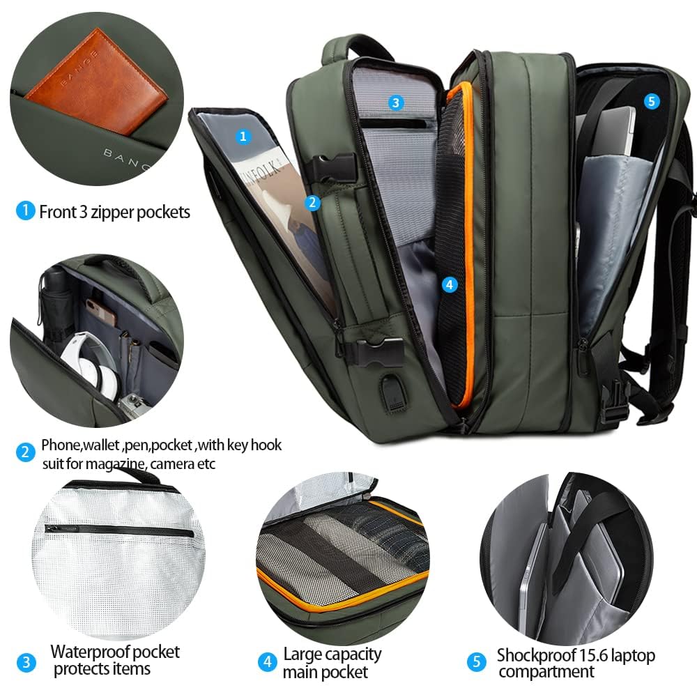 Red Lemon Titan Ultrafit Plus Bange Series 15.6-Inch Laptop Backpacks for Men and Women 45L Outdoor and Camping 3In1 Office Bags,Travelling,Backpack (with Bottle Holder), Green