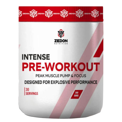 Zedon Nutrition Intense Pre-Workout - Explosive Energy, Strength & Focus | Muscle Pump Formula for Men & Women | 30 Servings (Green Apple)