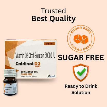 Knoll Healthcare Caldinol-D3 Cholecalciferol Vitamin D3 60000 IU Sugar Free Nano Shots Once in a Week - 5ML x 4 Nano Shot (Pack Of 2)