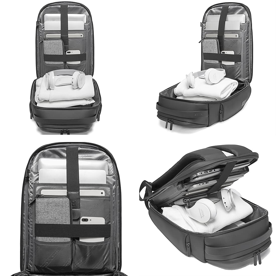 BANGE Water Resistant Polyester Unisex 15.6 inch Travel Laptop Backpack with USB Port (Grey)