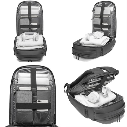 BANGE Water Resistant Polyester Unisex 15.6 inch Travel Laptop Backpack with USB Port (Grey)