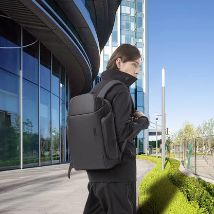 BANGE Smart Business Backpack with USB charging Port,Lightweight Work Backpack for Men and Women, Black, Medium, Style