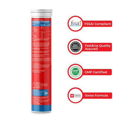 Fast&Up Activate- Caffeine Free Pre-training Drink- 1500 mg L-Arginine & other Active Nutrients- Prevents Oxidative Stress, Boosts Stamina & Metabolism-Orange Flavour- Pack of 20 Effervescent Tablets