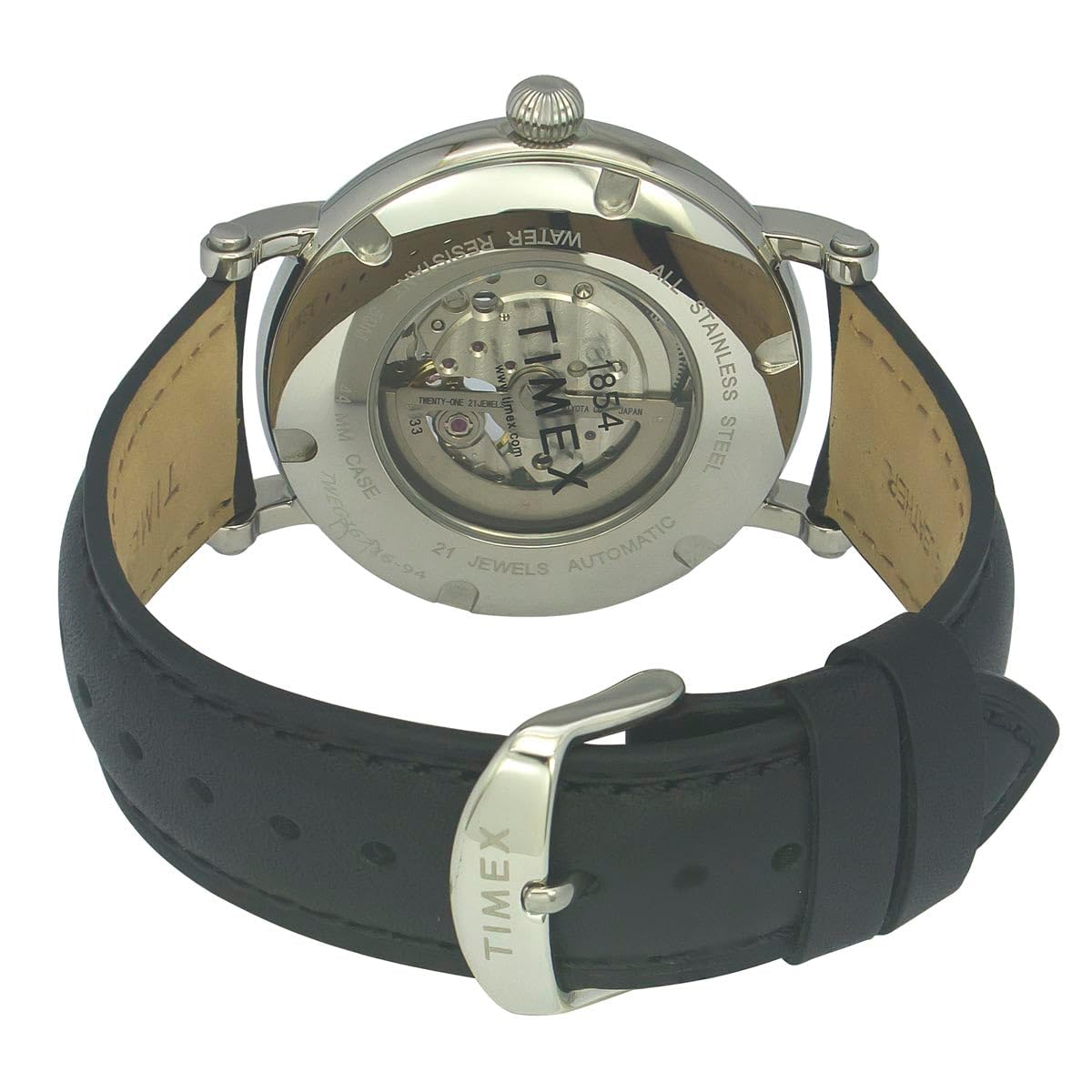 TIMEX Automatic Analog Watch for Man with Black Round Dial & Black Leather Strap Band Water Resistant Men's Wrist Watches - TWEG16716