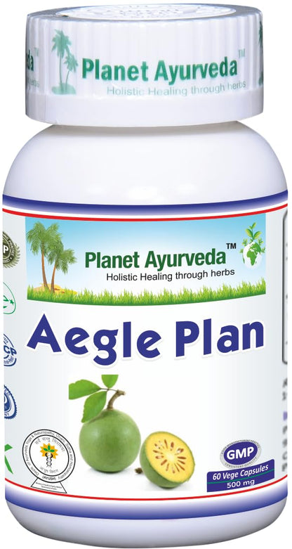 Planet Ayurveda Aegle Plan 60 Veg Capsules (Pack of 1), 500 MG Each with Extract