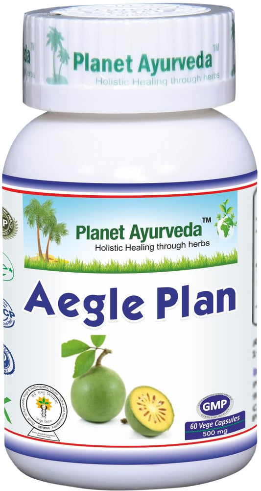 Planet Ayurveda Aegle Plan 60 Veg Capsules (Pack of 1), 500 MG Each with Extract