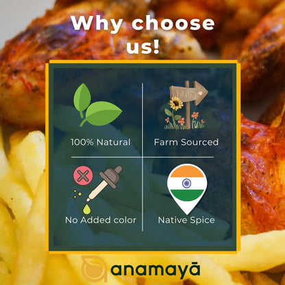 Anamaya Peri Peri Seasoning Powder 100 gms | Piri Piri Masala | Spice Level 3/5 | Pure & Natural Ingredients