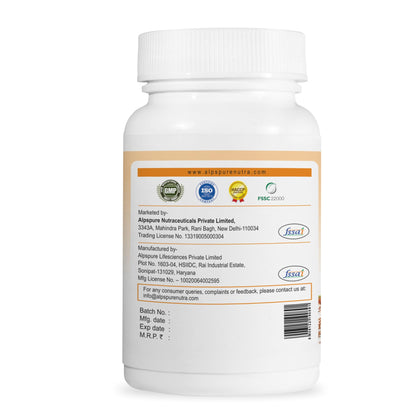 Alpspure Nutra Magnesium Glycinate | 60 Veg Capsules | High Absorption & Chelated Form | Better Sleep Quality | Improves Muscle & Nerve Function | Magnesium Supplement | Healthy Bones