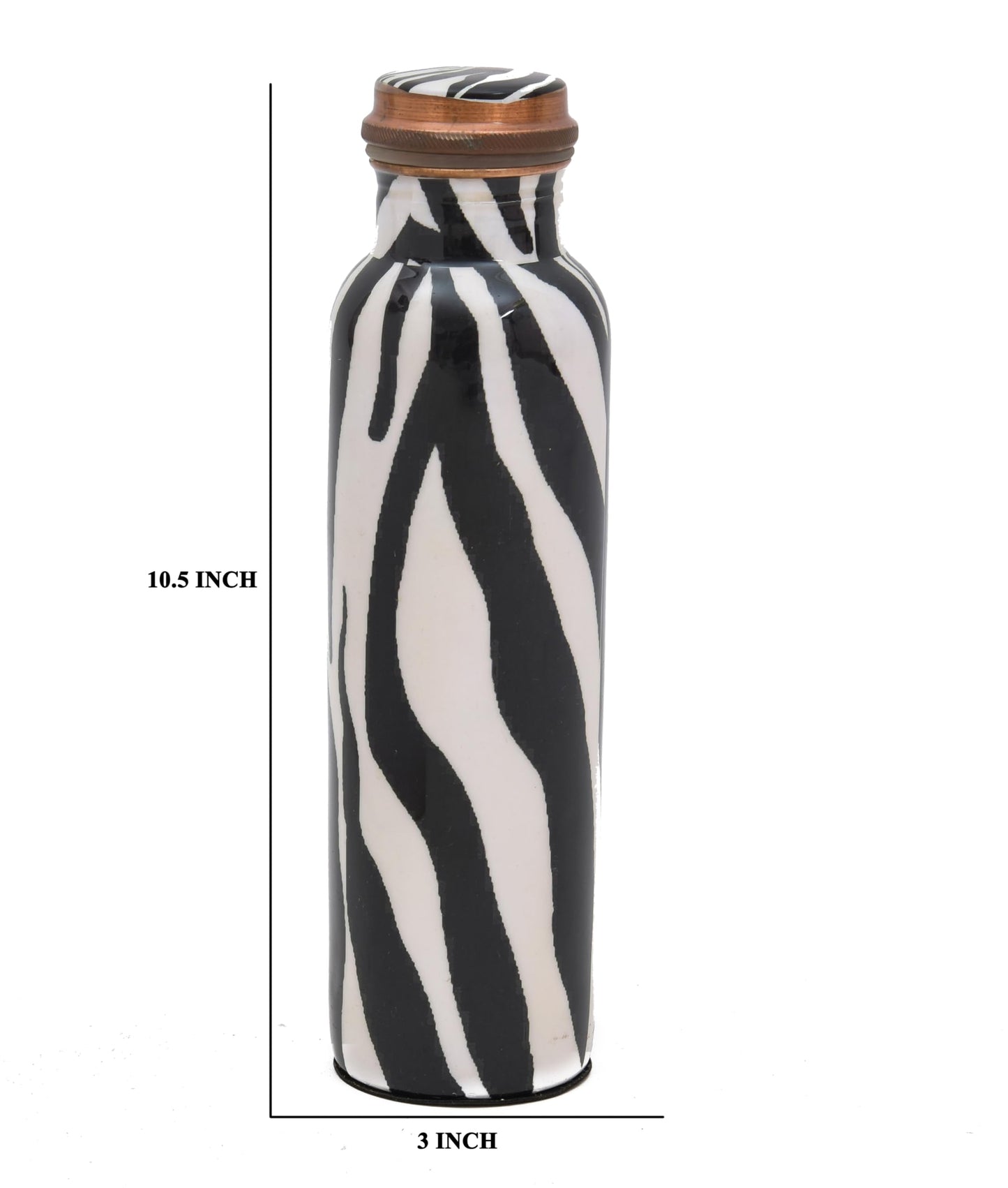 OGGN Zebra Printed Copper Water Bottle, Durable & Rust Proof Tamba Bottles for Drinking, Anti-Oxidant Material, Single Walled Perfect Stylish Office Carrying Bottles - 1000 Ml