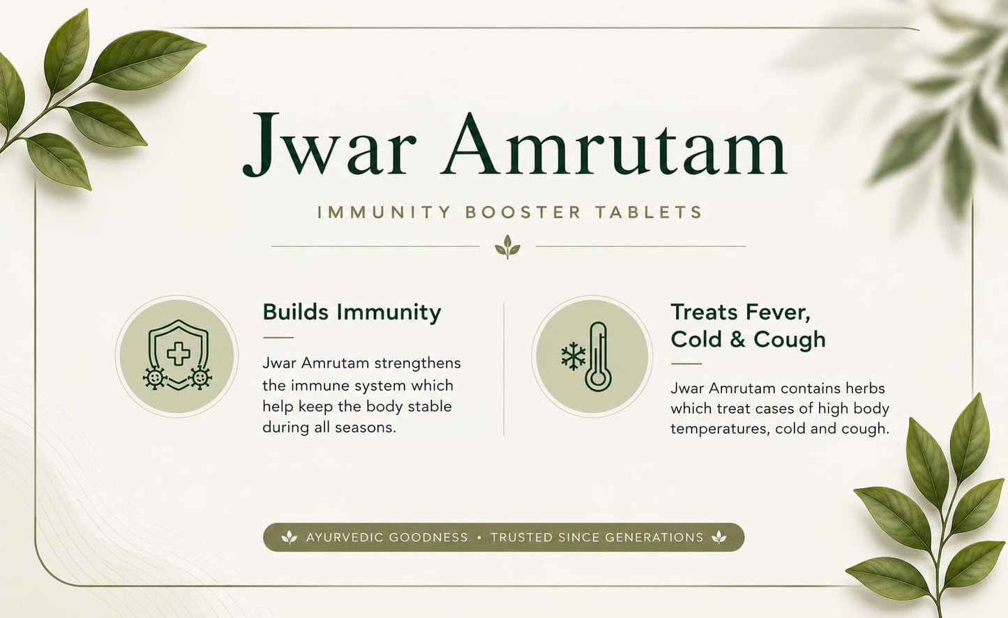 CARAM Jwar Amrutam Ayurvedic Immunity boosting tablets | For Cold & Cough | Blood purifier, Immuno-Modulator (15 Tablets)