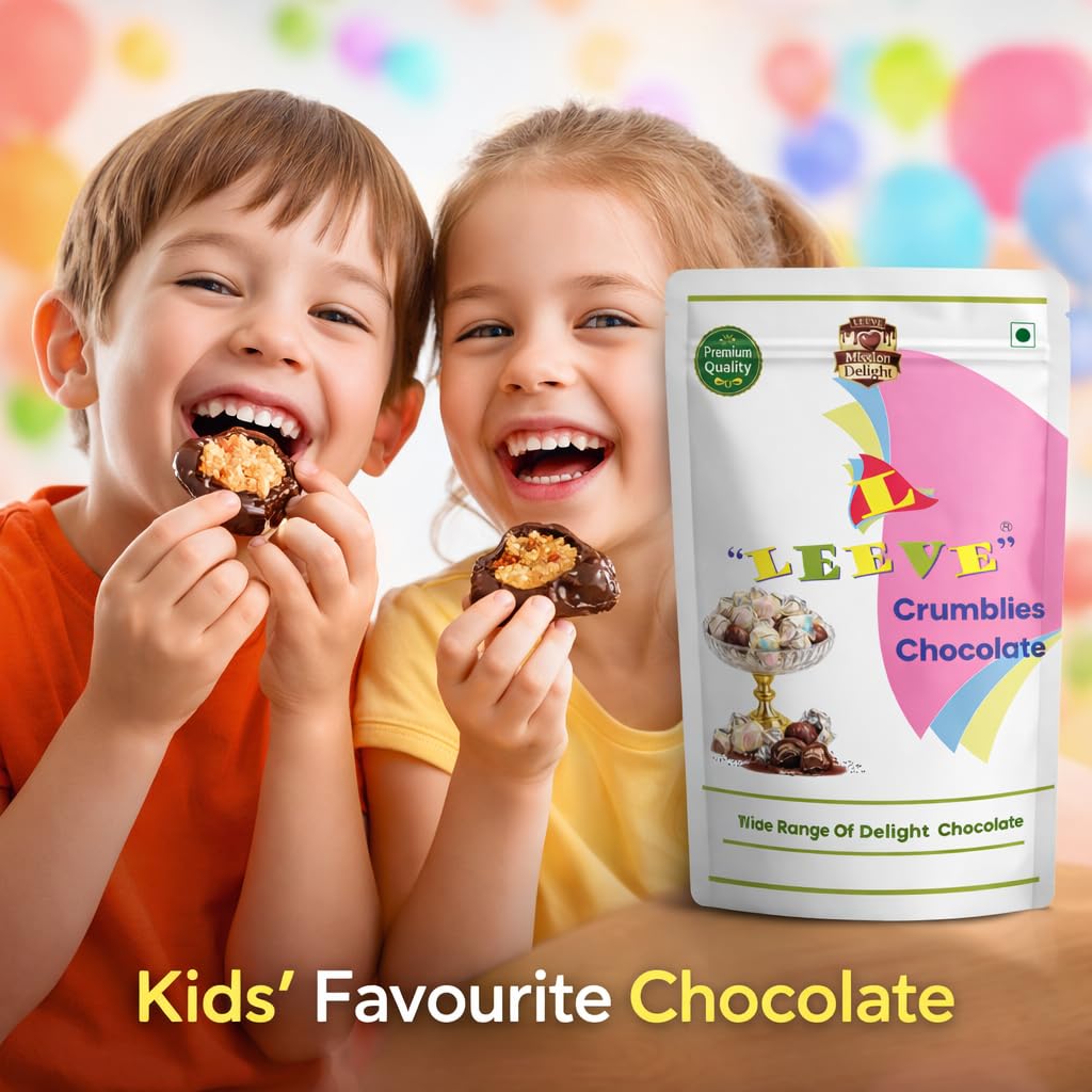 Leeve Crumblies Chocolate 400g | Crunchy Chocolate Bites | Crispy Choco Cubes | Kids Favorite Treat | Snack & Gifting Chocolate | Sweet Dessert Delight