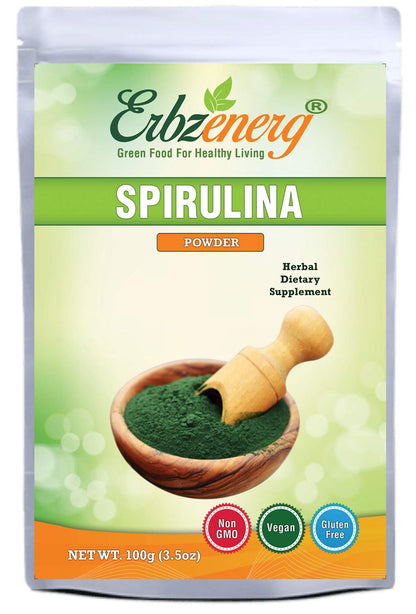 ERBZENERG® Organic Spirulina Powder 100g with Brahmi Powder 100g | Pack Of 1