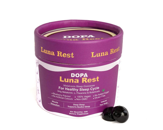Dopa Luna Rest Melatonin Sleep Gummies | 30 Gummies | 3mg Melatonin with Magnesium glycinate, L-Theanine, Lemon Balm, Passionflower & Tart Cherry