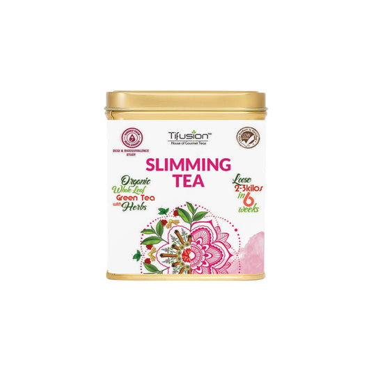 Tifusion Slimming Healthy Green Tea for with Garcinia, Cinnamon, Ginger, Ashwagandha, Tulsi | Natural Herbal Whole Loose Leaf With Herbs| 100 Gms 50 Serving Cups