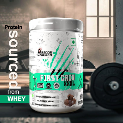 Arscor's First Gain Mass Gainer Powder | High-Calorie Weight Gainer with Whey Protein & Complex Carbs | Muscle Mass & Strength Builder | No Added Sugar (2.5 Kg, Mango Vanilla)