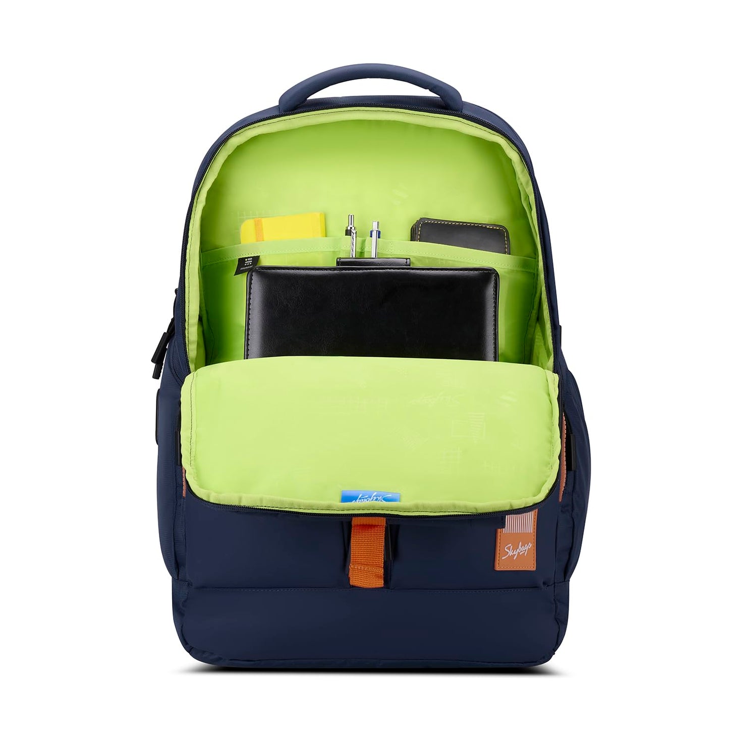 Skybags Hustle 15.6 Inch Compatible Laptop Backpack 31L | 3 Compartments with Flushed USB Ports (Type A & Type C) & Rain Cover | Side Bottle Pockets | Office & Travel Backpack for Men & Women (Navy)