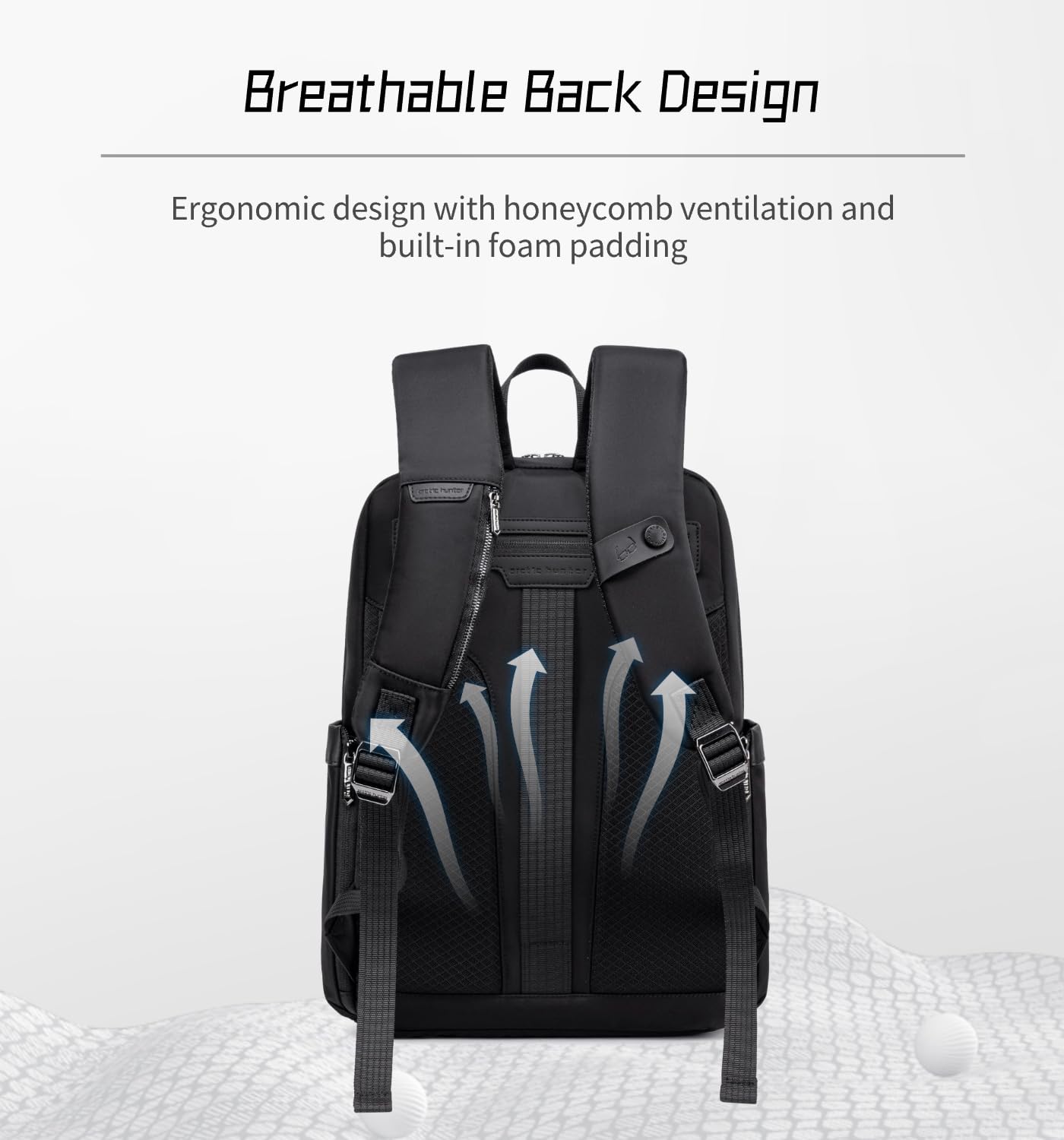 Arctic Hunter Slim Laptop Backpack for Men Women 16L Nylon Water Repellent Lightweight Multiple Pockets Daily Backpack with Metal Buckle for Daily Office College (Black)