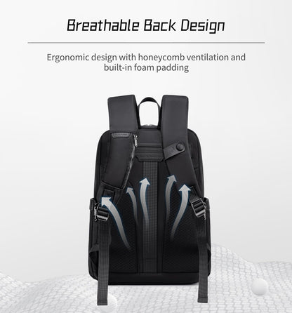 Arctic Hunter Slim Laptop Backpack for Men Women 16L Nylon Water Repellent Lightweight Multiple Pockets Daily Backpack with Metal Buckle for Daily Office College (Black)