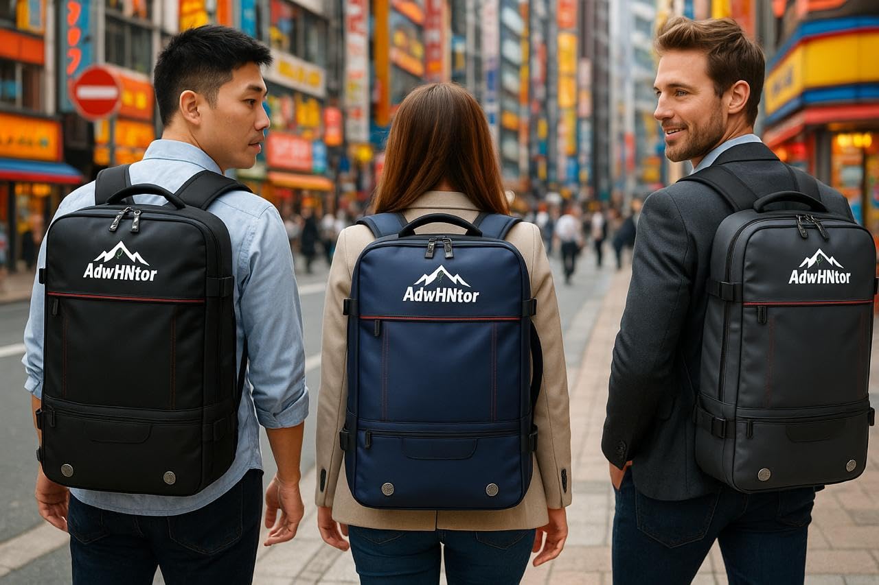 AdwHNtor|50L Expandable Vacuum Compression Travel Backpack|Carry-On Luggage|Waterproof Business Bag| Multifunctional 15.6’’ laptop Compartment|Daily & Adventure (Grey)