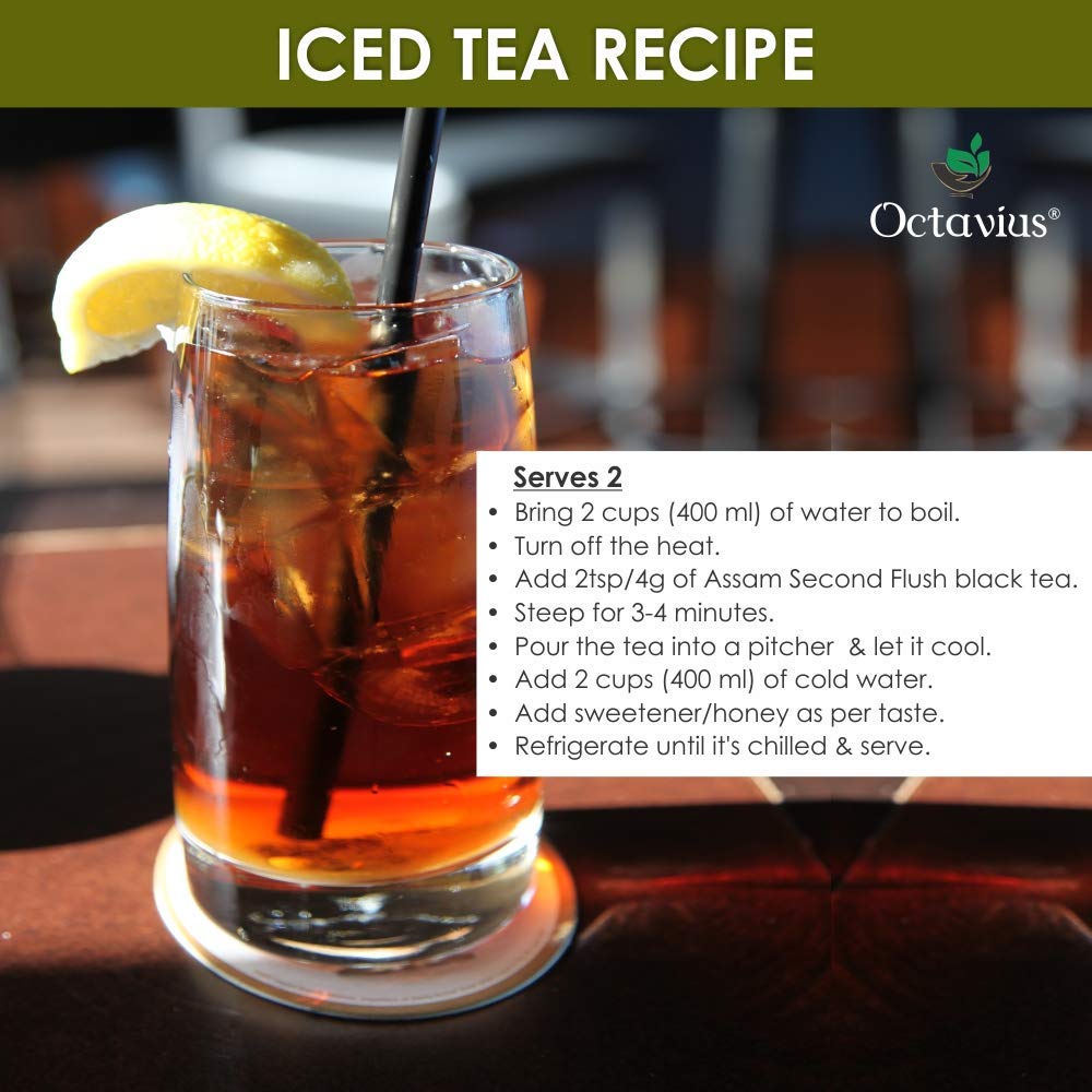 Octavius Assam Second Flush Whole Leaf Black Tea | Summer Crop | Strong Robust, Full Bodied| Bold Single Origin Tea | Sweet Woody Aroma | Distinctive Malty Flavour | Tea Connoiseur's Choice| 100GM