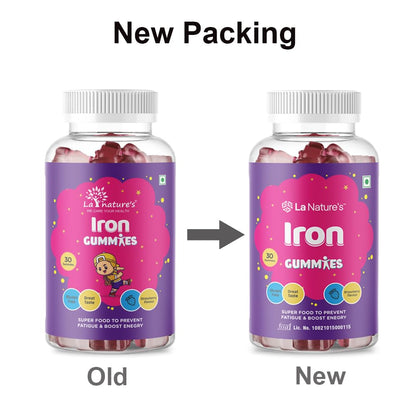 La Nature's Iron Gummies For Kids And Adult s Superfood To Prevent Fatigue And Boost Energy Maintain Hameglobin Level Supports Immune System Strawberry Flavour (60 Gummies)