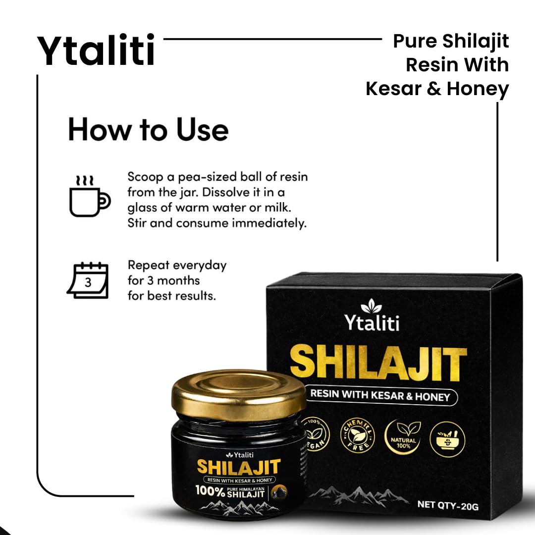 Ytaliti Shilajit Resin with Kesar & Honey – 20g x 3, 60g Total