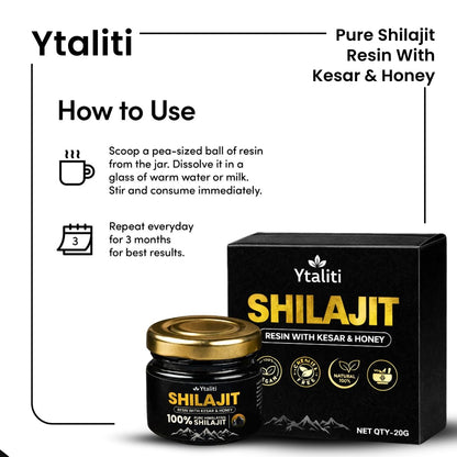 Ytaliti Shilajit Resin with Kesar & Honey – 20g x 3, 60g Total