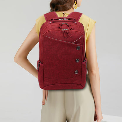 Kingslong 15.6 Inch Laptop Backpack Durable Linen Large Capacity Casual Daypack (red)