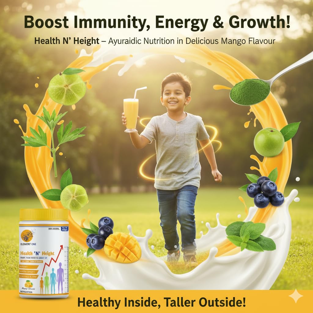 Health N Height Nutritional Powder | Balanced Nutrition with Protein, Vitamins & Minerals | For Kids & Teens | Mango Flavours |