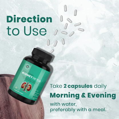 CUREFOREVER Kidney Detox & Cleanser Capsules | Herbal Formula with Varuna, Punarnava, Kapikachu & Flaxseed Extract | Plant-Based | Supports Kidney Health & Urinary Function - 60 Veg Capsules