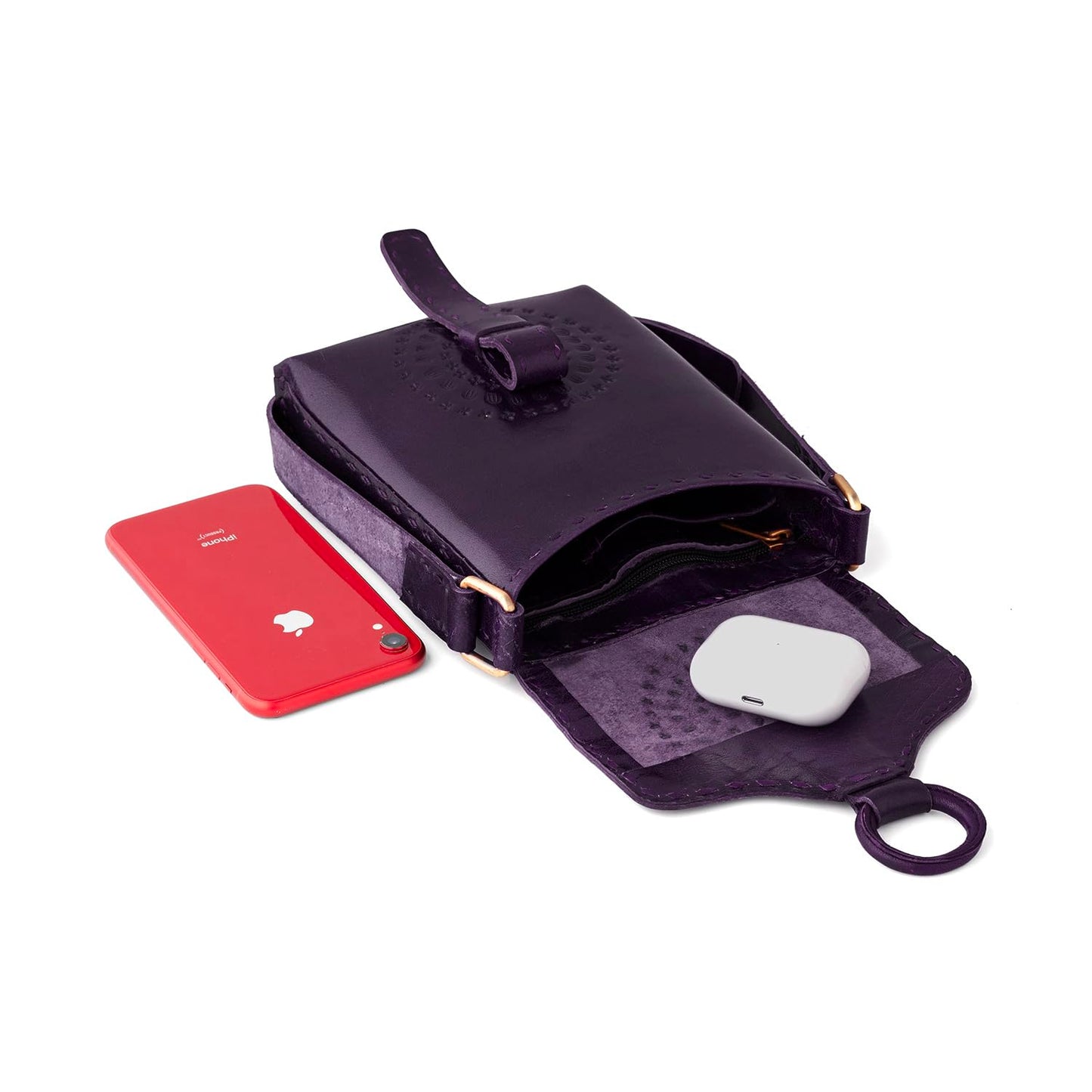 Goatter Genuine Leather Handmade Girls And Women’s Small Cross Body Sling Bag For Daily Use (Purple)