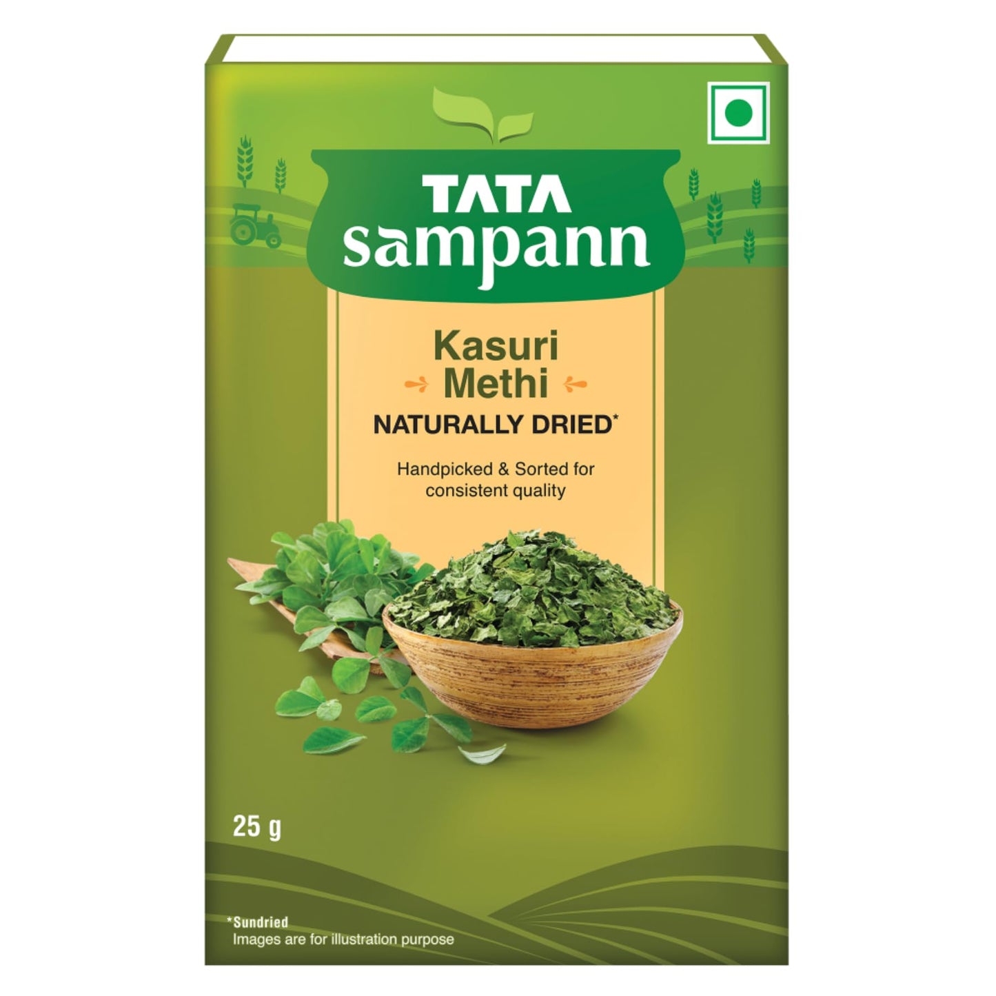 Tata Sampann Kasuri Methi, 25 g, Naturally Sun Dried, Handpicked & Sorted, Rich Aroma & Authentic Flavour