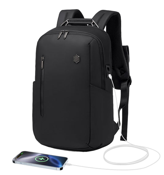 Arctic Hunter 20L Lightweight Office Laptop Backpack for Men, 15.6" Shock-Proof Business Bag with USB & Type-C Charging Ports For Commute (Black)
